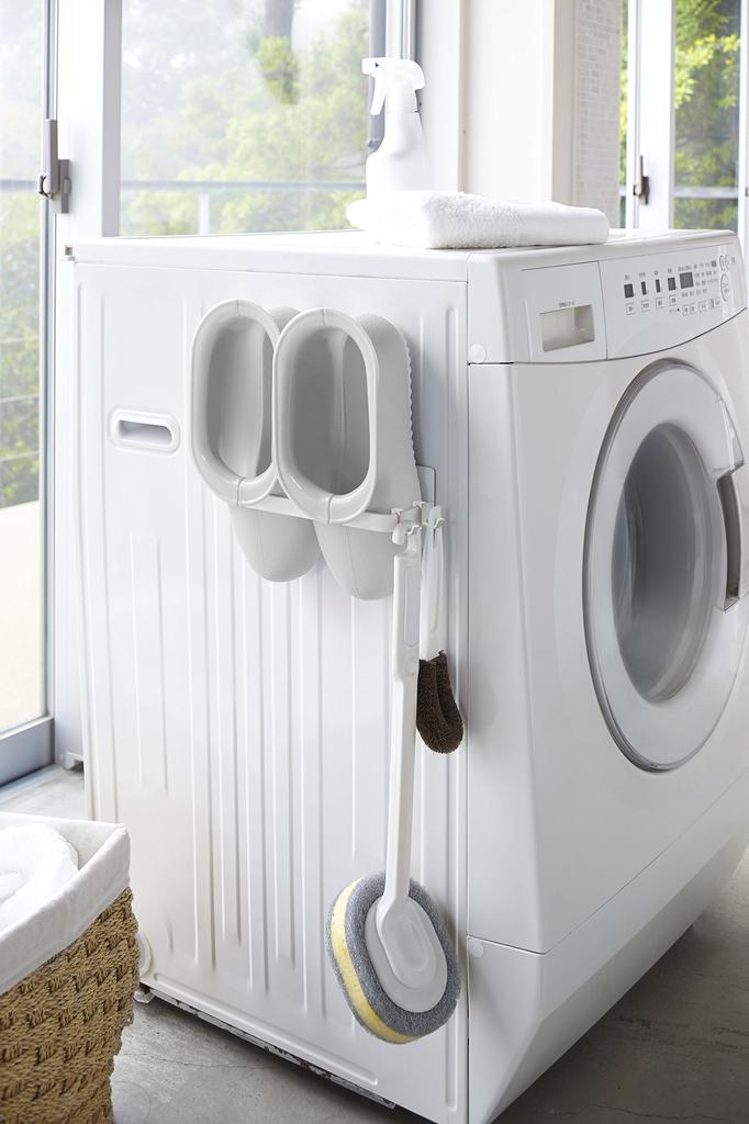 Yamazaki Магнитный органайзер для вешалок для белья 6 см Ш x Г x 26 см для рядом со стиральной машиной с продуктом для стирки 3690 Стойка, Маленький, Белый, Прибл.. 8,5 см В, Башня,