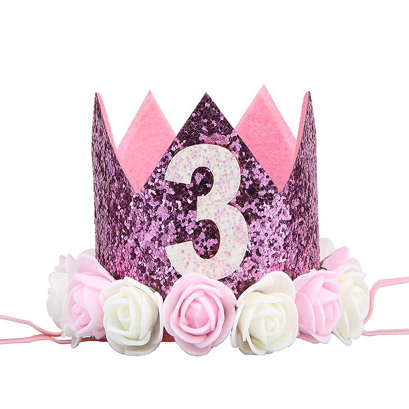 Головной убор на день рождения шляпа корона детский номер фото цветок вечеринка 1 шт день рождения ребенок корона выступление повязка на голову повязка на голову аксессуары