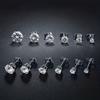 Ringcal Stainless Steel Stud Earrings Set Hypoallergenic Cubic Zirconia 14K White Gold CZ Earrings for Women