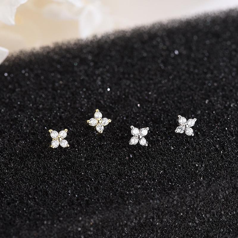 2023 Four-Leaf Flower Diamond S925 Silver Earrings - Stylish Japanese and Korean Design