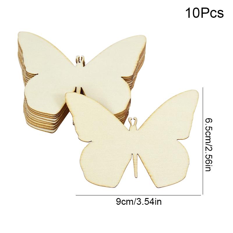 10pcs Wooden Butterfly Blank Wood Slices Kids Painting Crafts Wedding Easter Home Decorations Butterfly Birthday Party DIY Gift