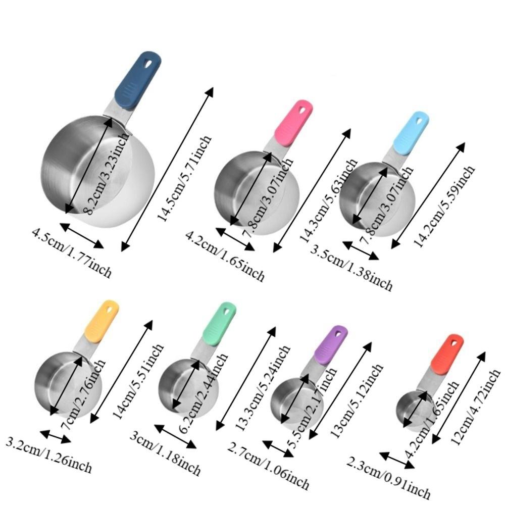 7 Piece/Set with Scale Stainless Steel Measuring Spoon Magnetic Handle Teaspoon Coffee Scoop Grain