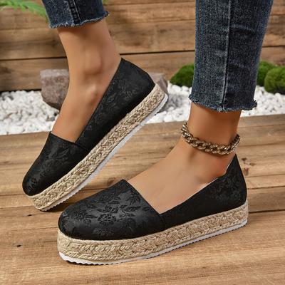 Весенняя и осенняя обувь. Женская обувь больших размеров с плоским дном, цветами и толстой подошвой.