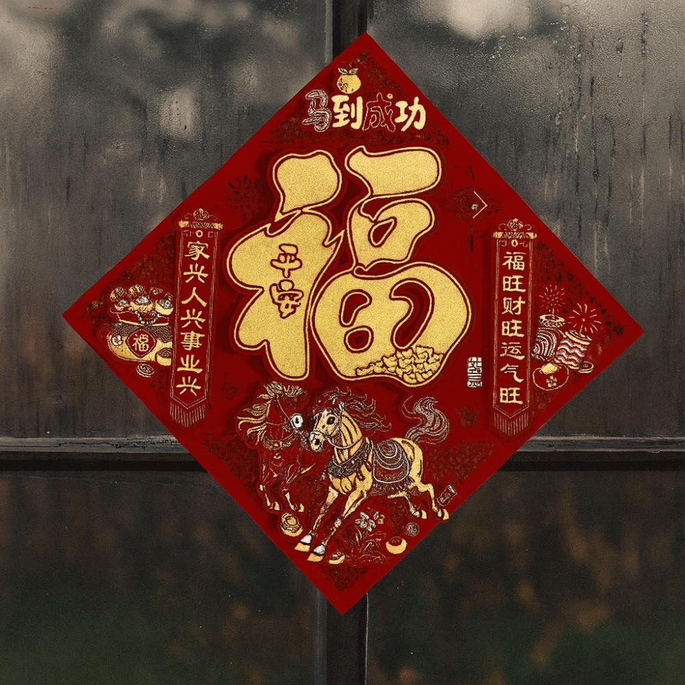 3D флокированная наклейка с иероглифом Фу Самоклеящаяся новогодняя наклейка на дверь Праздник весны