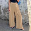 Женские модные повседневные однотонные эластичные свободные широкие брюки на пуговицах