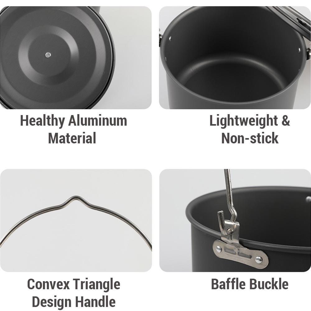 Portable Camping Hanging Pot 8L Cooking Pot Outdoor Cookware for Camping Hiking Fishing