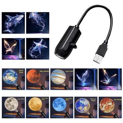 Светодиодный USB-проектор 6/9 шт. с узорами-проекциями - Регулируемая звезда, галактика, планета, бабочка, медуза, морская звезда, ночник, подарок