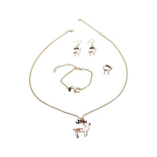 4 шт./компл. кулон в виде лося, яркое цветное ожерелье, серьги, кольцо, браслет, набор, сплав, красная рождественская шляпа, подвеска в виде луны, комплект ювелирных изделий, аксессуары для ювелирных изделий