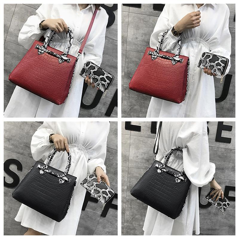 Наборы Роскошная качественная кожаная сумка для женщин 2023 Дизайнерская женская сумка через плечо с узором аллигатора Женская сумка через плечо Основная сумка