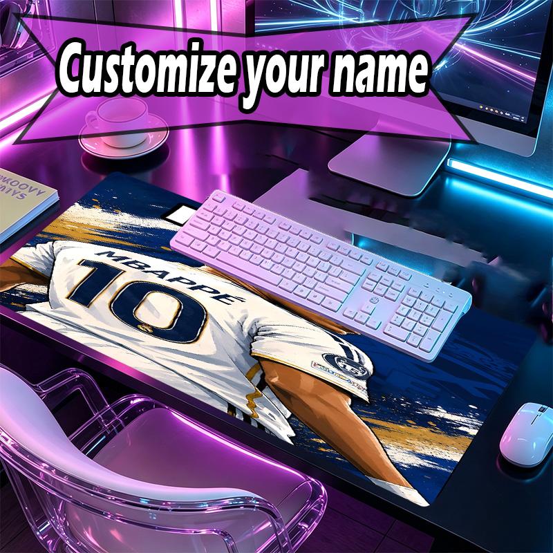 Custom Name Personalized Kylian Mbappe Pattern Mousepad, Laptop PC Desk Mat, Decorative Desk Mat for Home Keyboard Pad Gift