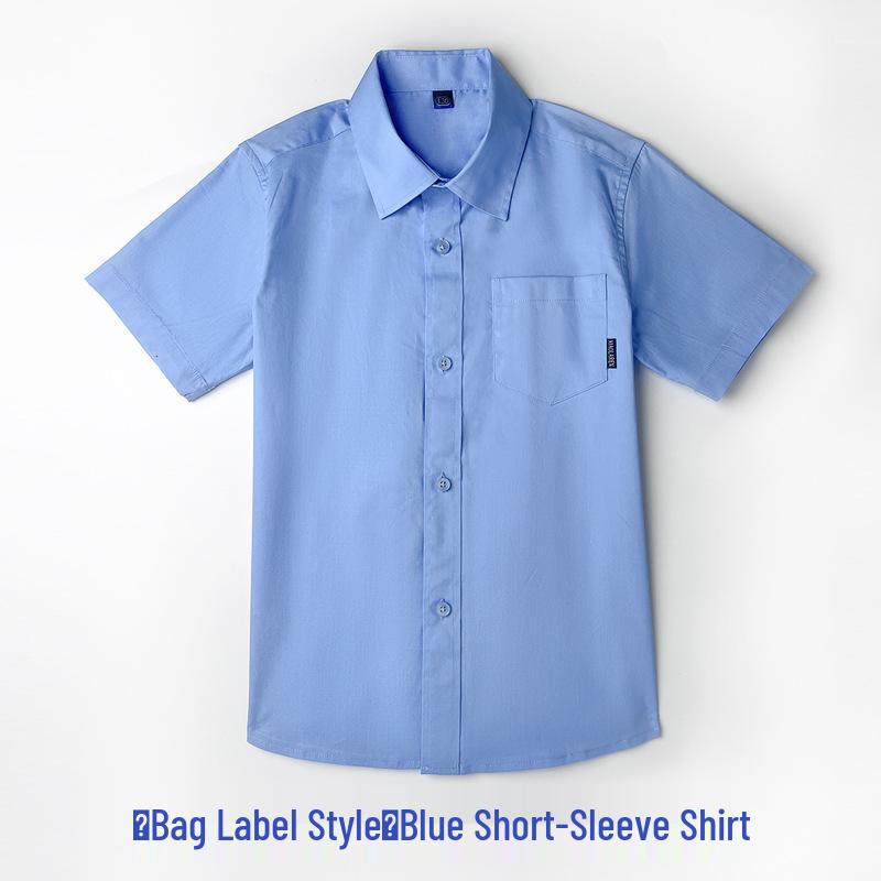 Белая хлопковая рубашка с коротким рукавом для мальчиков для летней школьной формы, для выступлений