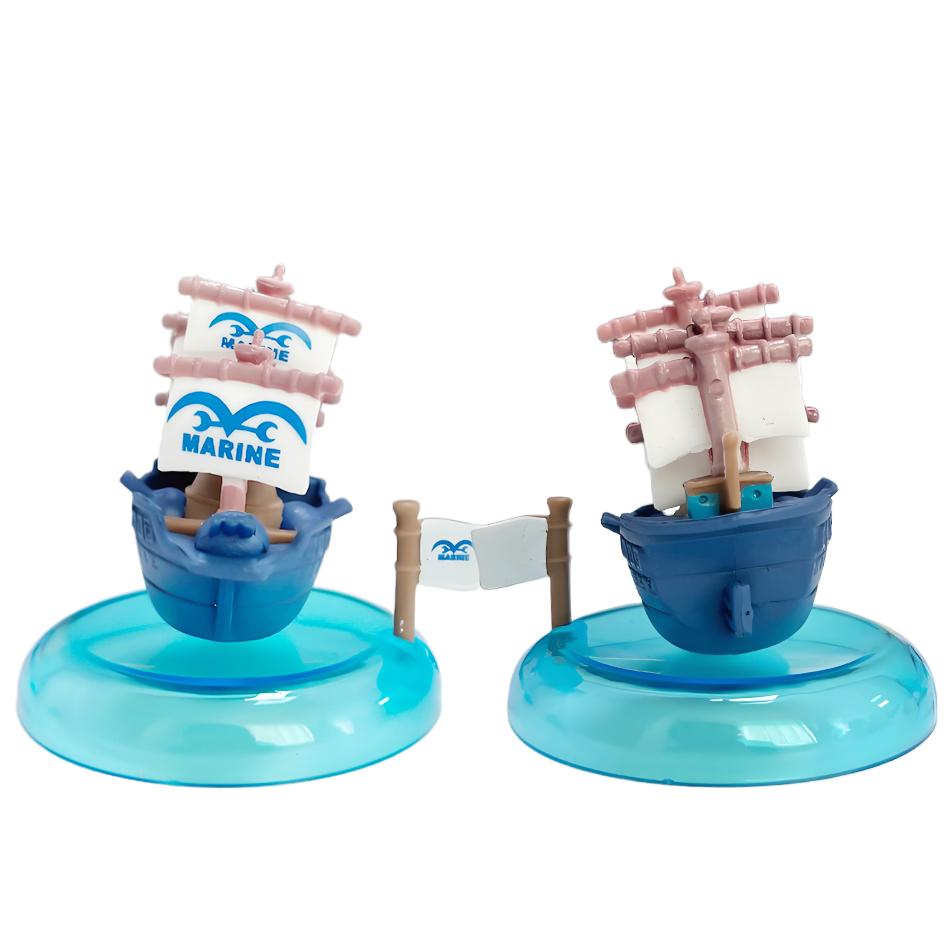 One Piece blind box 1-8pcs Anime Ship Figure Luffy Model Toy kawayi Mini Boat Pirate Ship Navy Going Merry Boat Assembled Model