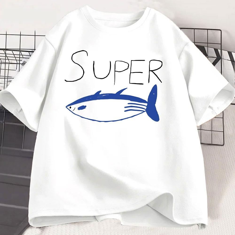 Kpop Korean Jin Super Tuna Fish T-shirts Fashion Vintage Short Sleeve T-shirt Men Women Clothing Cotton Casual Oversized T Shirt
