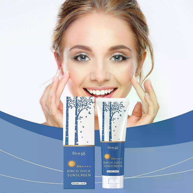 Birch Juice Moisturizing Sunscreen,Upgrade SPF50+ Birch Juice Hydrating Essence Face Sunscreen,Water Resistant & Non-Greasy