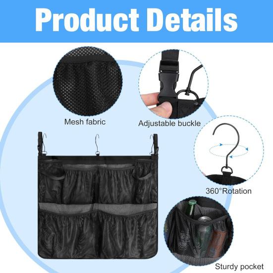 Poolside Storage Bag Multi Pockets Hollow Out Drainage 360 Degree Rotation Hook Large Capacity Swimming Pool Pole Toys Goggles Phone Mesh Bag