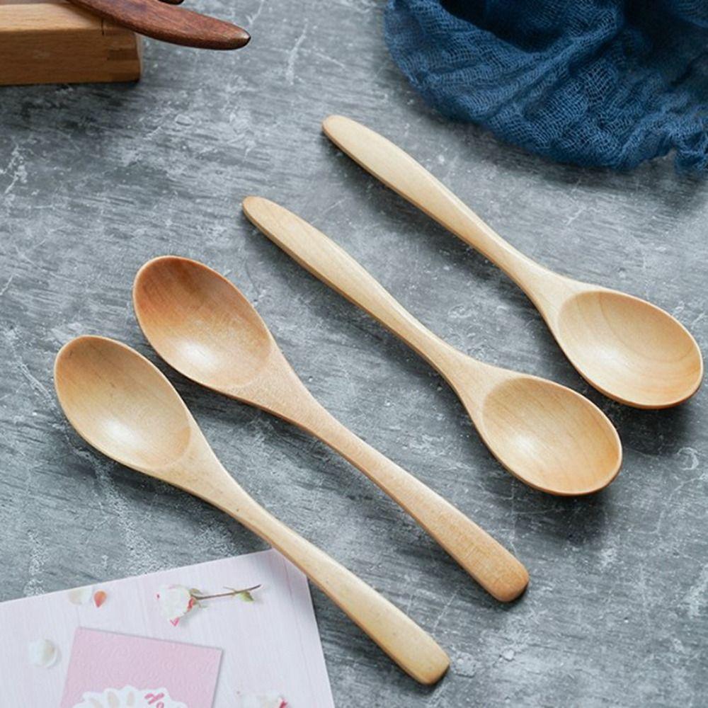 Natural Wooden Spoon Handmade Rice Soups Spoon New Utensil Cereal Spoon Kitchen Accessories