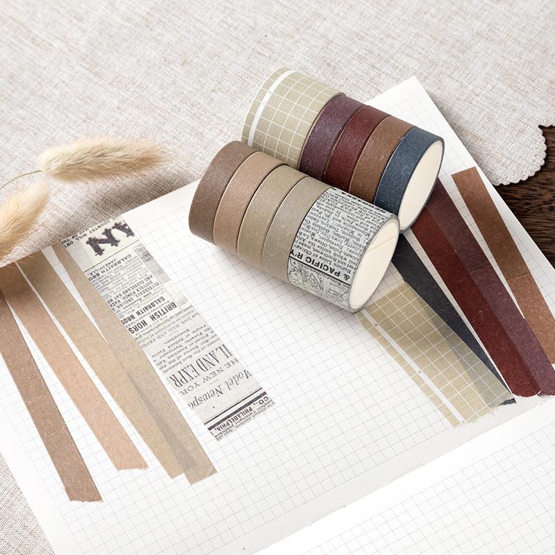10pcs Basic Color Paper Washi Tape Set 10mm 25mm Rainbow Adhesive Masking Tapes Stickers Decoration Album Diary A6174
