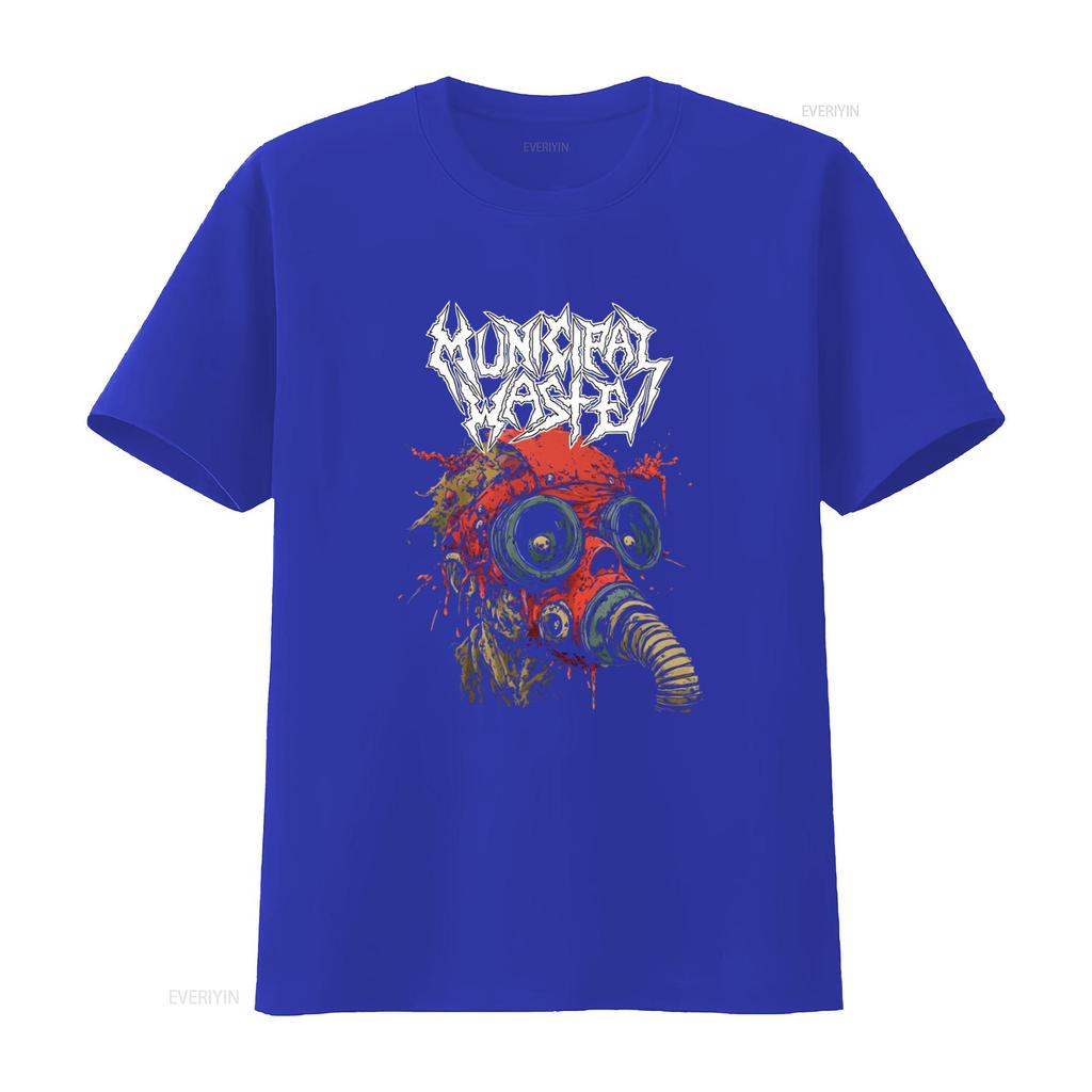 Municipal Waste Exclusive Metal Thrash Band Gasmask T Shirt Fashion Music Streetwear vintage Washed graphic Casual homme