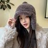 Зимняя шапка женская утолщенная теплая лыжная шапка с защитой ушей, шапка-ушанка с козырьком, модная однотонная плюшевая шапка