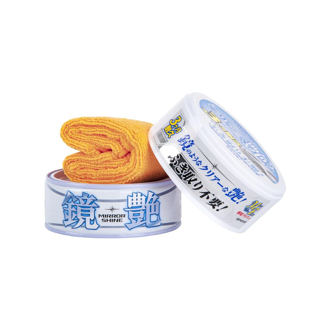 SOFT99 Твердый воск Mirror Shine для защиты и полировки автомобилей Включает салфетку из микрофибры Светлые автомобили, краска, (Код товара 00373)