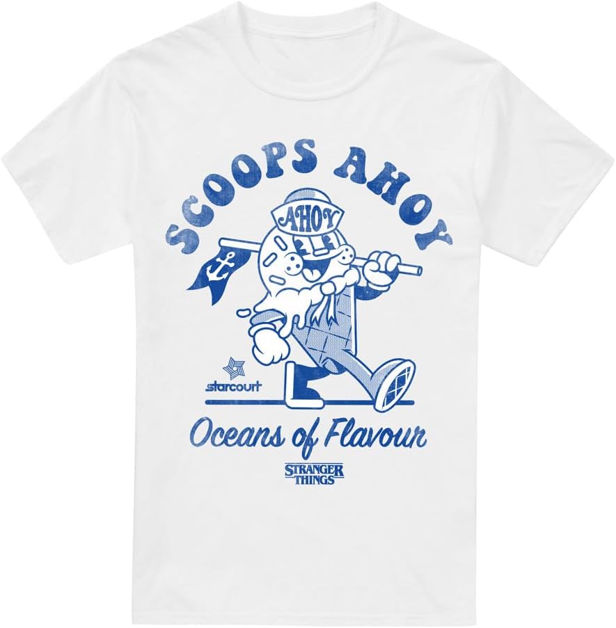 Stranger Things Scoops Ahoy Retro T-Shirt Unisex-Adult