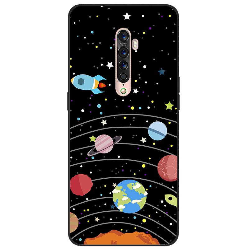 Чехол для OPPO Reno 2 Мягкий ТПУ Силикон Мультяшная Задняя Крышка Чехлы для Телефона ТПУ Черный Бампер для Корпуса PCKM70, PCKT00, PCKM00, CPH1907