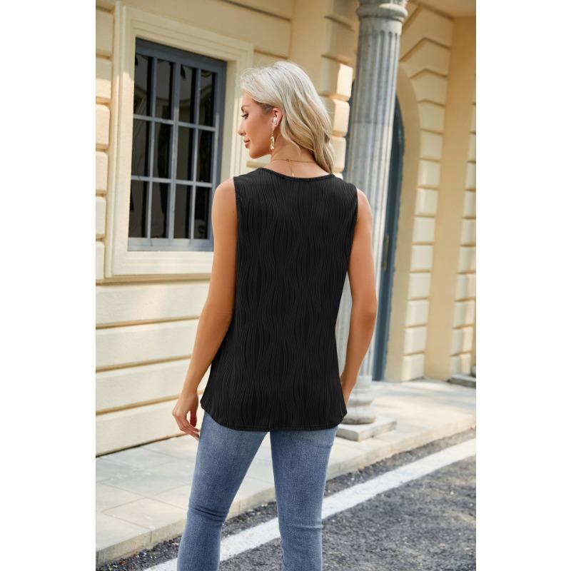 YYFS Женские модные повседневные летние весенние однотонные блузки и рубашки без рукавов с v-образным вырезом и принтом