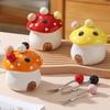 Cute Mushroom Fruit Sweets Forks Ceramic Dessert Salad Fork Stainless Steel Fruit Fork Picnics