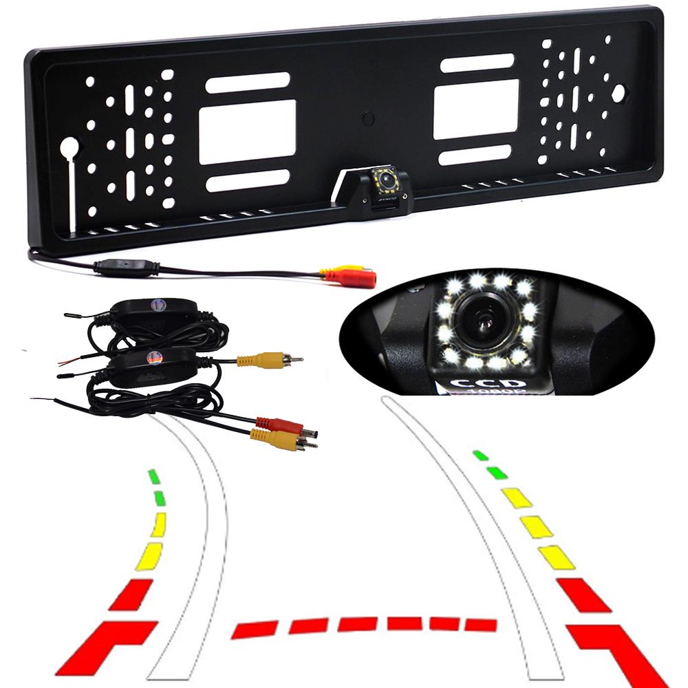 Achteruitrij Camera Dynamic Trajectory European License Plate Frame Rear View System With Night Vision IR Lights LED