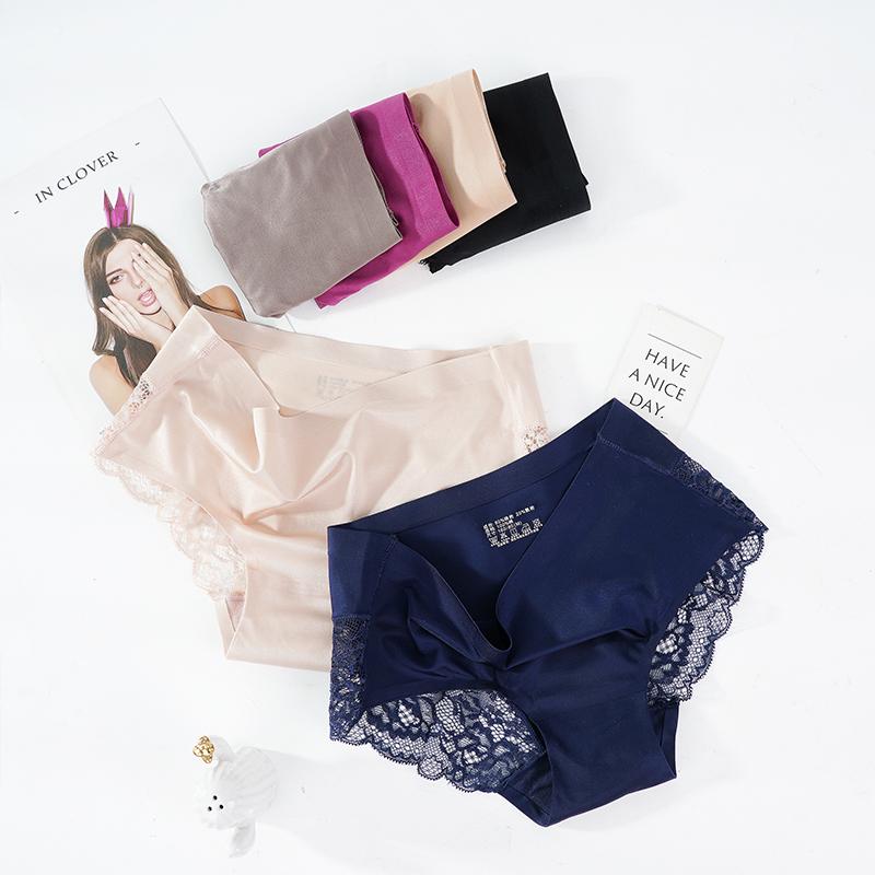 6PCS Sexy Lace Panties Seamless Women Underwear Briefs Nylon Silk for Ladies Cotton Transparent Lingerie