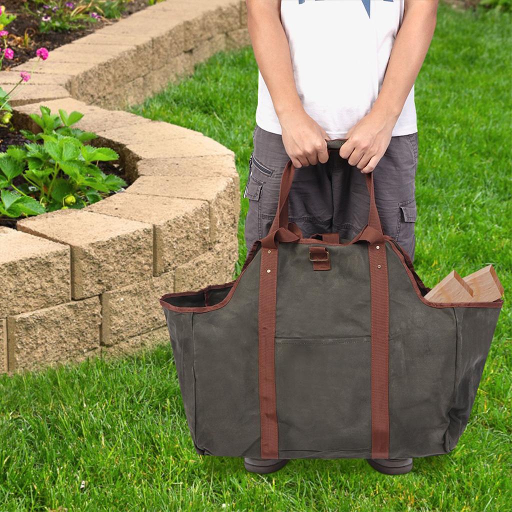 Большая утолщенная сумка для хранения дров, вощеная холщовая сумка для хранения дров