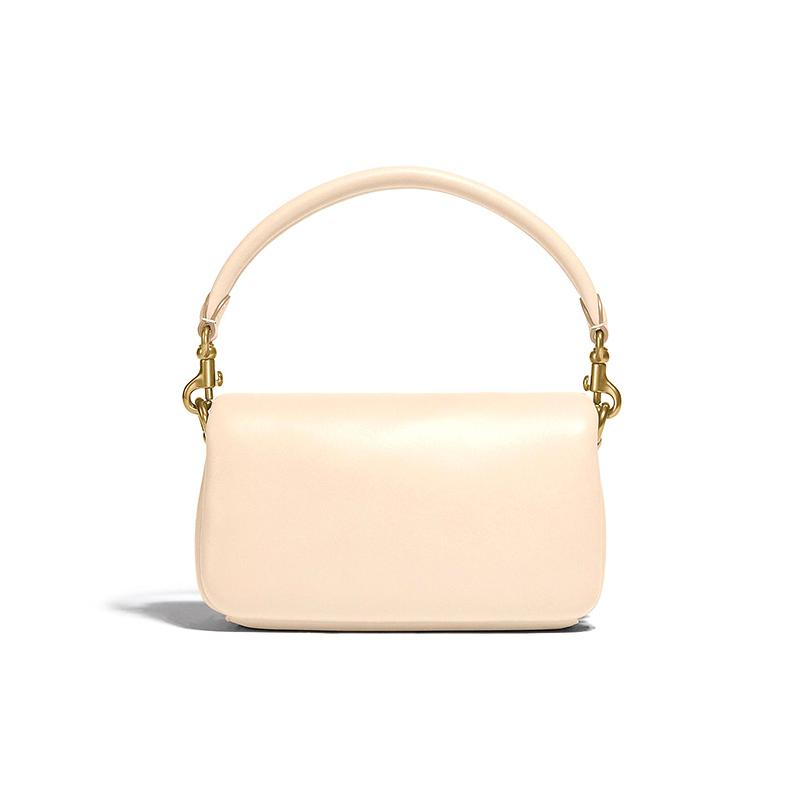 COACH Tabby 18 Fashion Solid Color Flip Leather Pillow Bag Shoulder Crossbody Handbag Small Women's Macaron Apricot