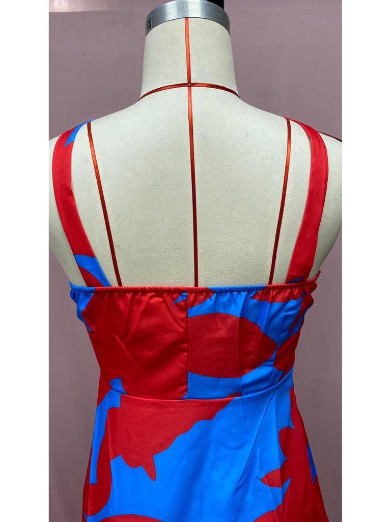 Европейское и американское богемное летнее платье без рукавов с V-образным вырезом и принтом «Амазонка»