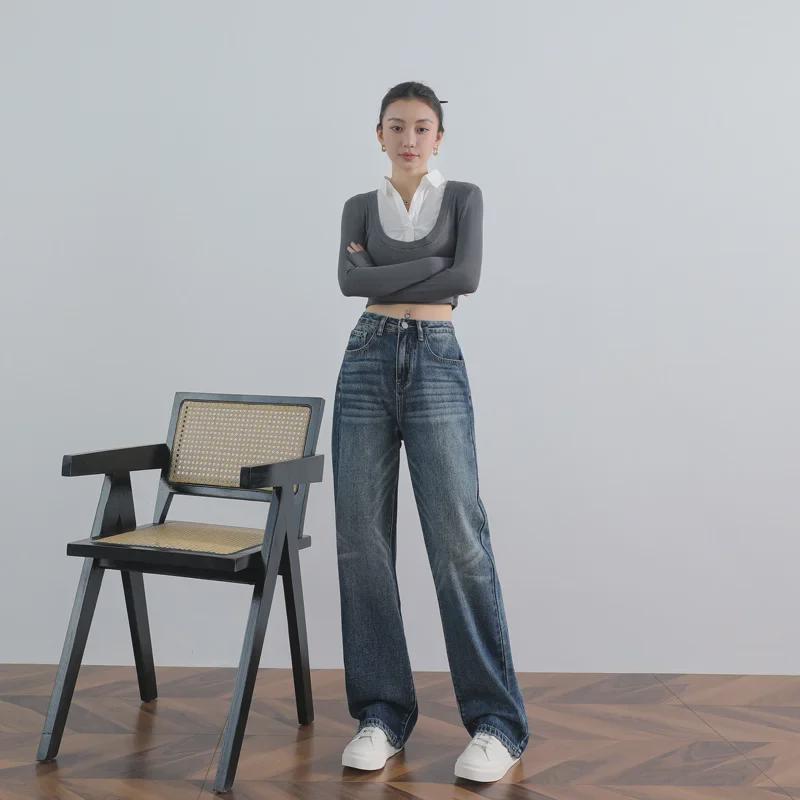 Женские широкие брюки-капри в корейском стиле: Синий узор «Мультифейерверк», осень/зима