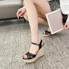 Женские сандалии на танкетке 2022, модные сандалии на платформе, дизайнерские туфли с открытым носком, женская удобная летняя обувь