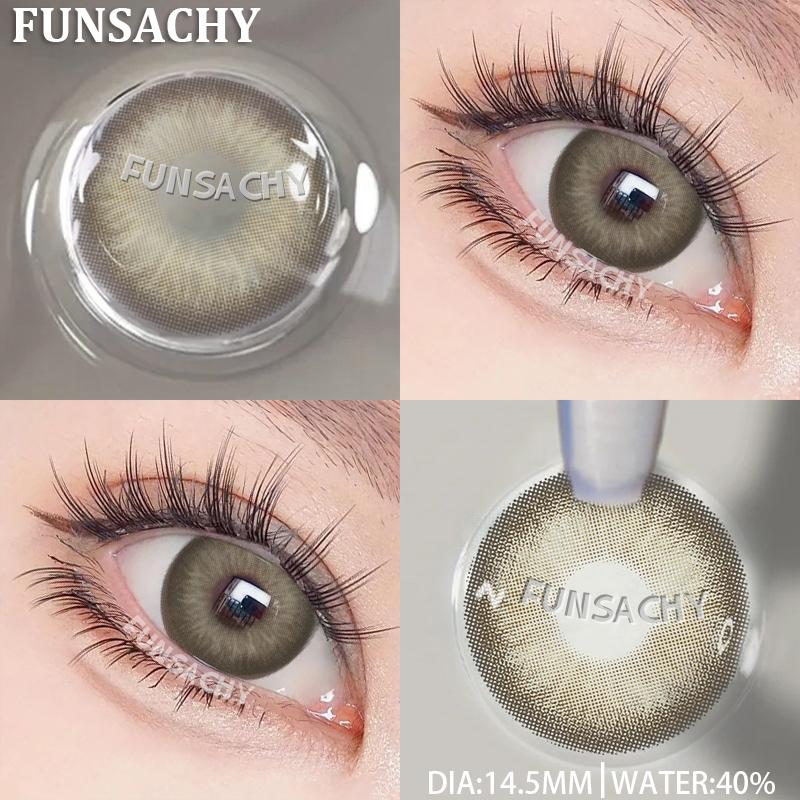 FUNSACHY 2 шт. Синие цветные контактные линзы, красивый зрачковый макияж глаз, натуральные мягкие контактные линзы для глаз, косметика для глаз, ежегодная