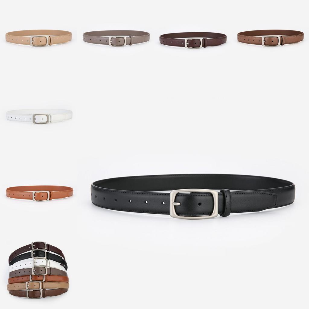 Minimalist Leather Belt For Women And Men With Alloy Buckle For Casual And Office Wear