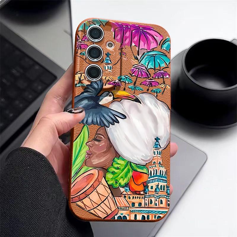 Чехол с тропическим узором тукана для Samsung Galaxy A57 A56 A55 A54 5G A37 A36 A35 A34 A17 A16 A15 A14 Силиконовая крышка с текстурой кожи