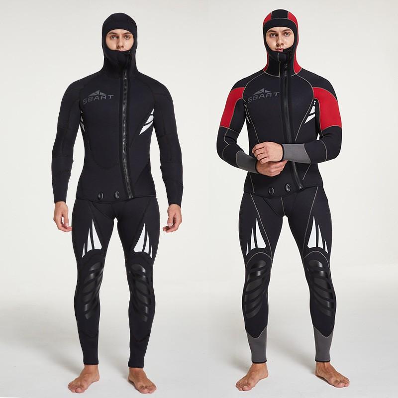 5mm Thickened Fleece-Lined Split Wetsuit Men Winter Diving Snorkeling Scuba Swimming Thermal Protection