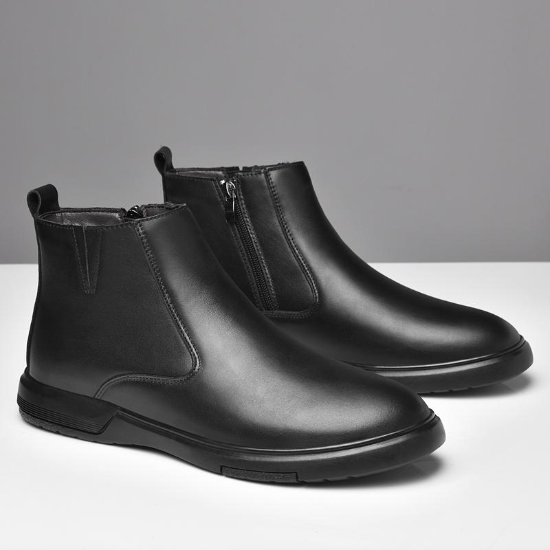 Осенне-зимние высокие ботинки из натуральной кожи, классические мужские ботинки челси, новая модная мужская обувь до щиколотки, универсальные деловые ботинки