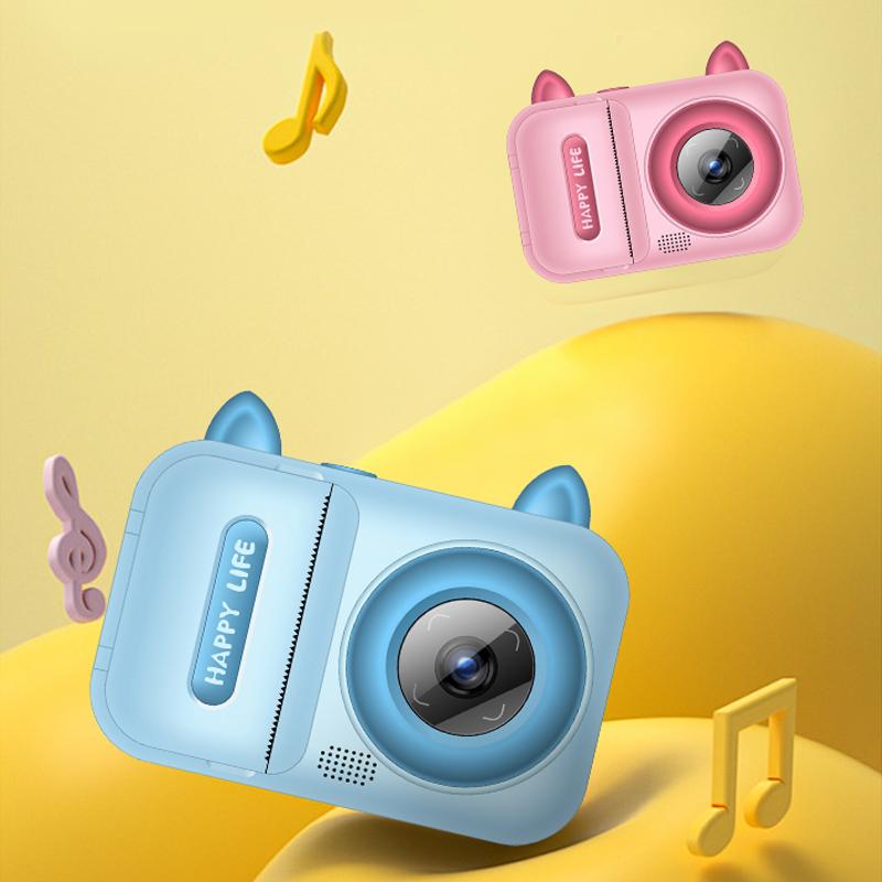 Портативная детская камера для моментальной печати 1080P высокой четкости, перезаряжаемая, с рулоном для печати, картой 8 ГБ, мгновенный принтер.
