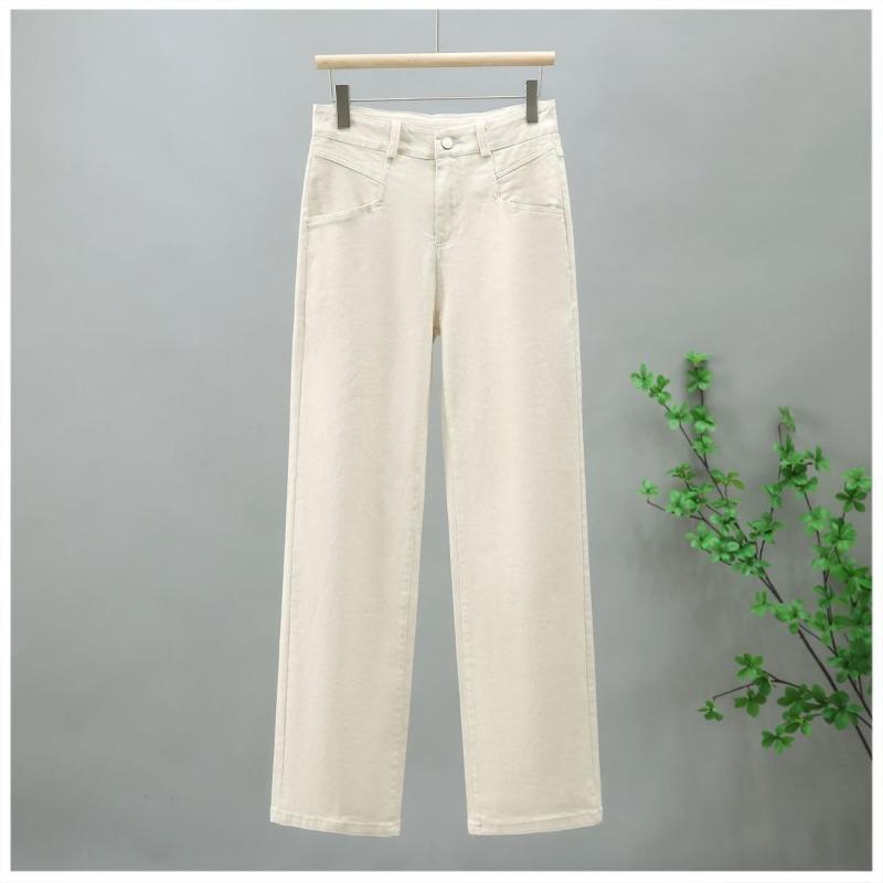 Женские бежевые джинсы с высокой талией и широкими штанинами, длина 9/10, повседневные джинсовые брюки