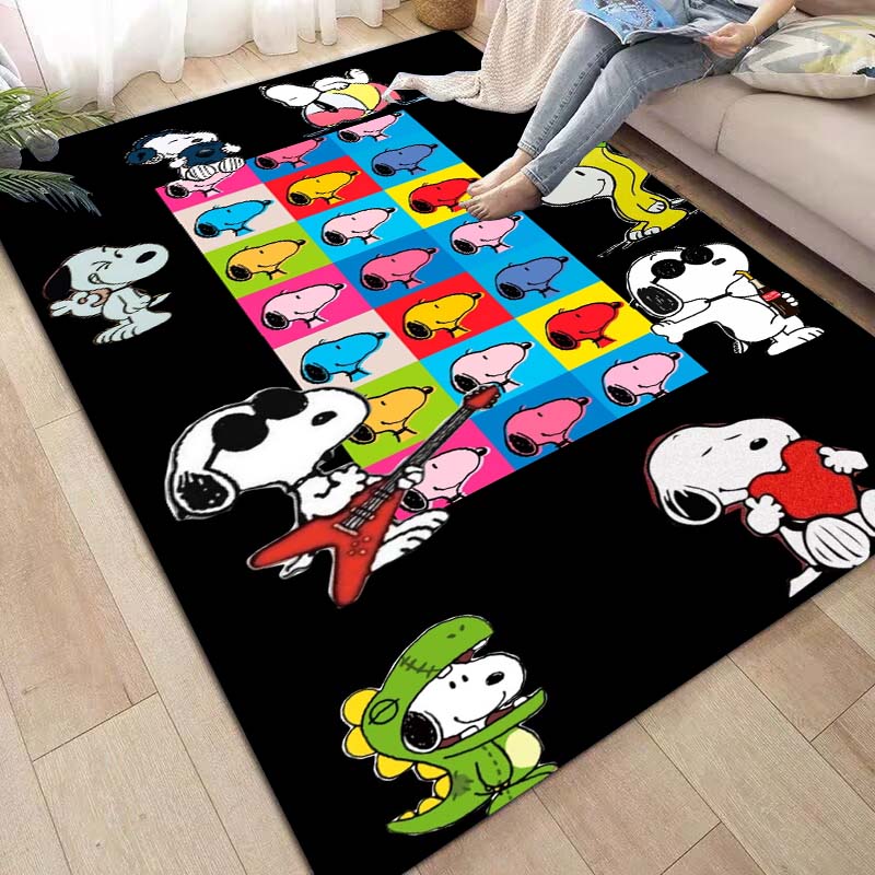 Non-slip area rug for living room with Snoopy cartoon design, soft rug for bedroom, children's playroom, sofa, home decor, doorm