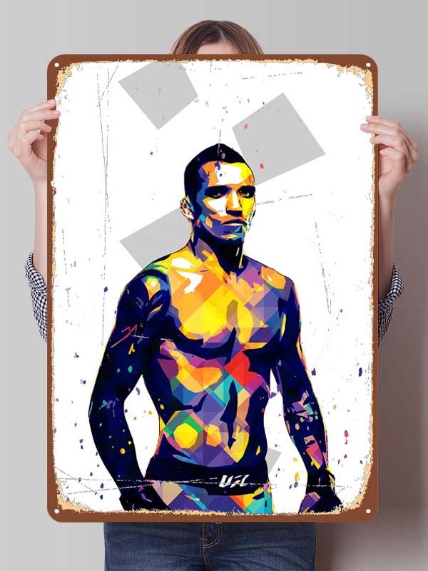 Металлические таблички с изображением боксера Чарльза Оливейры для украшения игровой комнаты, изготовленные на заказ, жестяные таблички с боксерским постером для декора стен, винтажные металлические таблички.