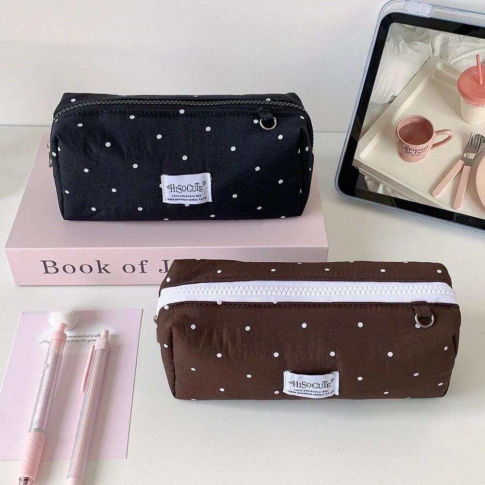 Pencil Pouch Korean Style Pen Bag Large Capacity Cloth Stationery Bag Y2k Dots Pencil Case  Office