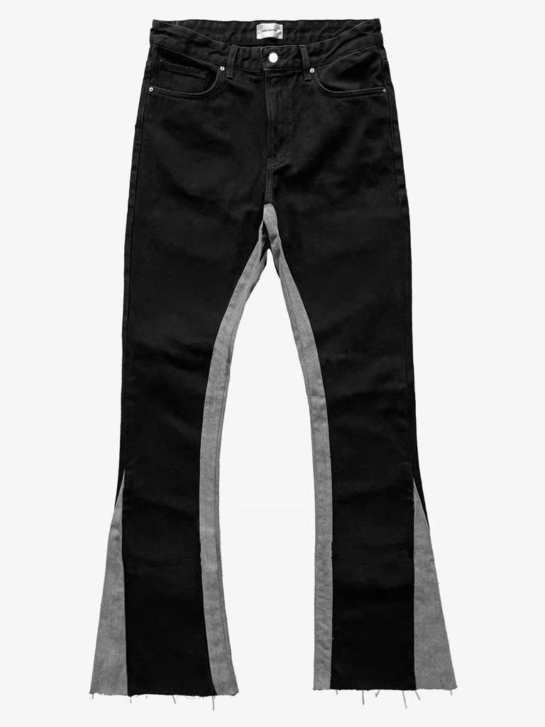 American Design Contrast Stitch Tassel Jeans: Trendy Slim Fit Flared Trousers for Men & Women