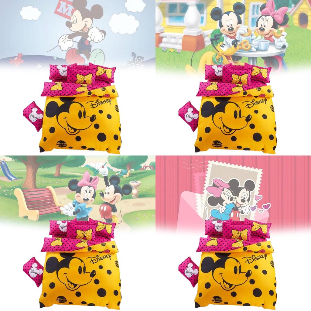 Mickey Mouse Kids Bedding Set With Long Staple Cotton Four Piece For Nursery And Toddler Room