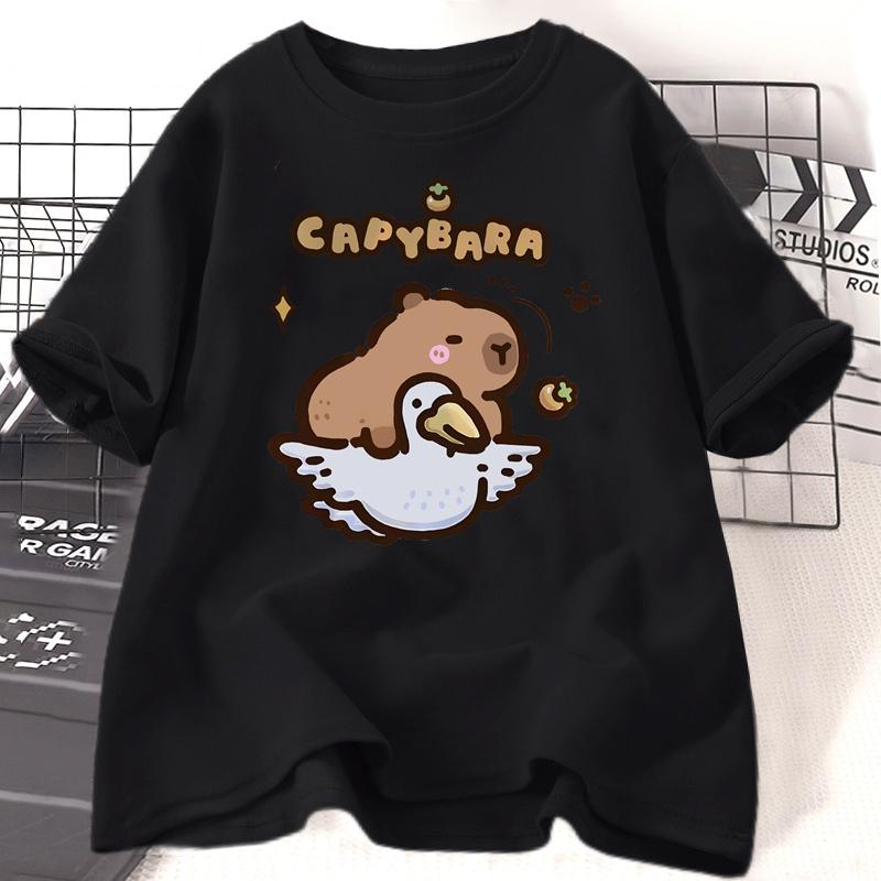 Забавная женская футболка с принтом Capybara 3D, летняя, с милым принтом животных, с коротким рукавом, графические футболки, уличная женская одежда