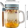 with Lids Spoons & Handle Yogurt Pot Glass Breakfast Jar Oats Container Overnight Oats Jars