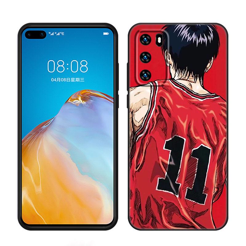 Anime Slam Dunk Black Silicone Phone Case For Huawei P10 P20 P30 P40 Lite P50 P60 Art P50E P Smart Z 2018 2020 2021 Pro 2019